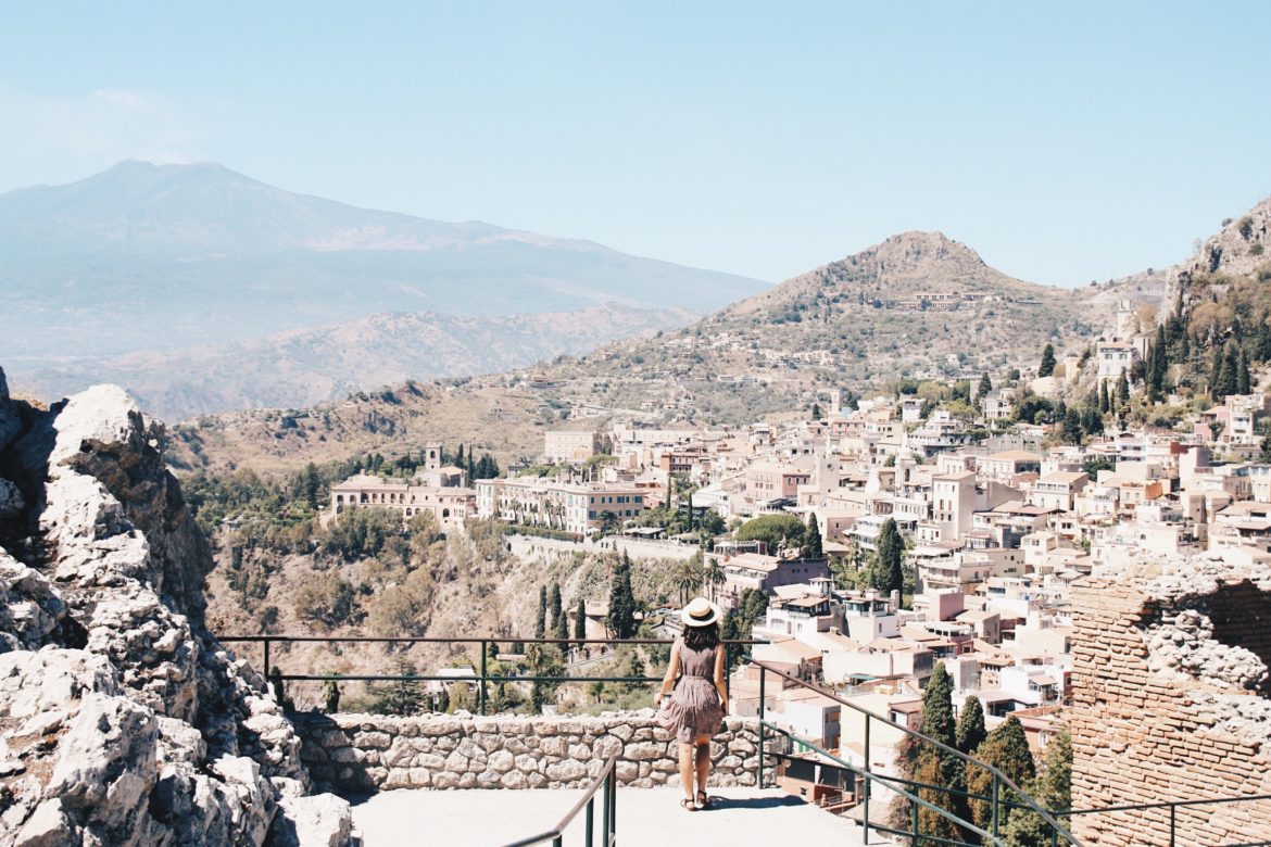 Taormina desde el teatro, Sicilia